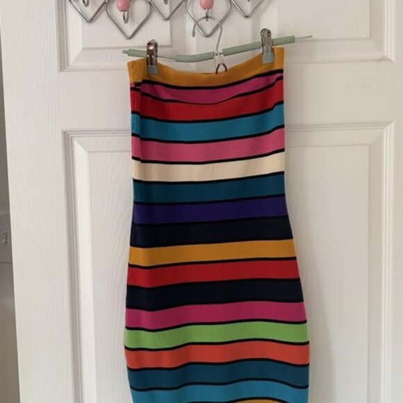 French Connection Strapless Bodycon Rainbow Dress - Picture 6 of 9